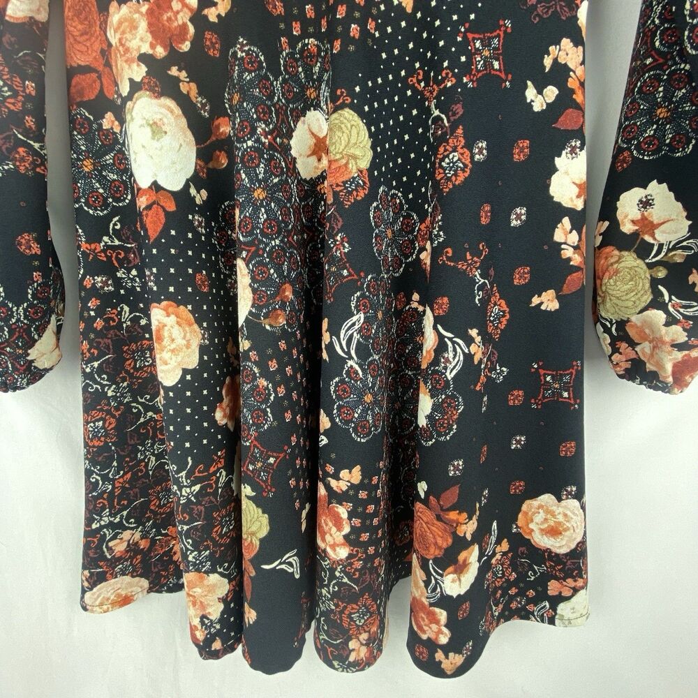 Abercrombie & Fitch Dress Womens S Babydoll Mini Flare Floral Long Sleeve‎ Fall - Picture 5 of 13